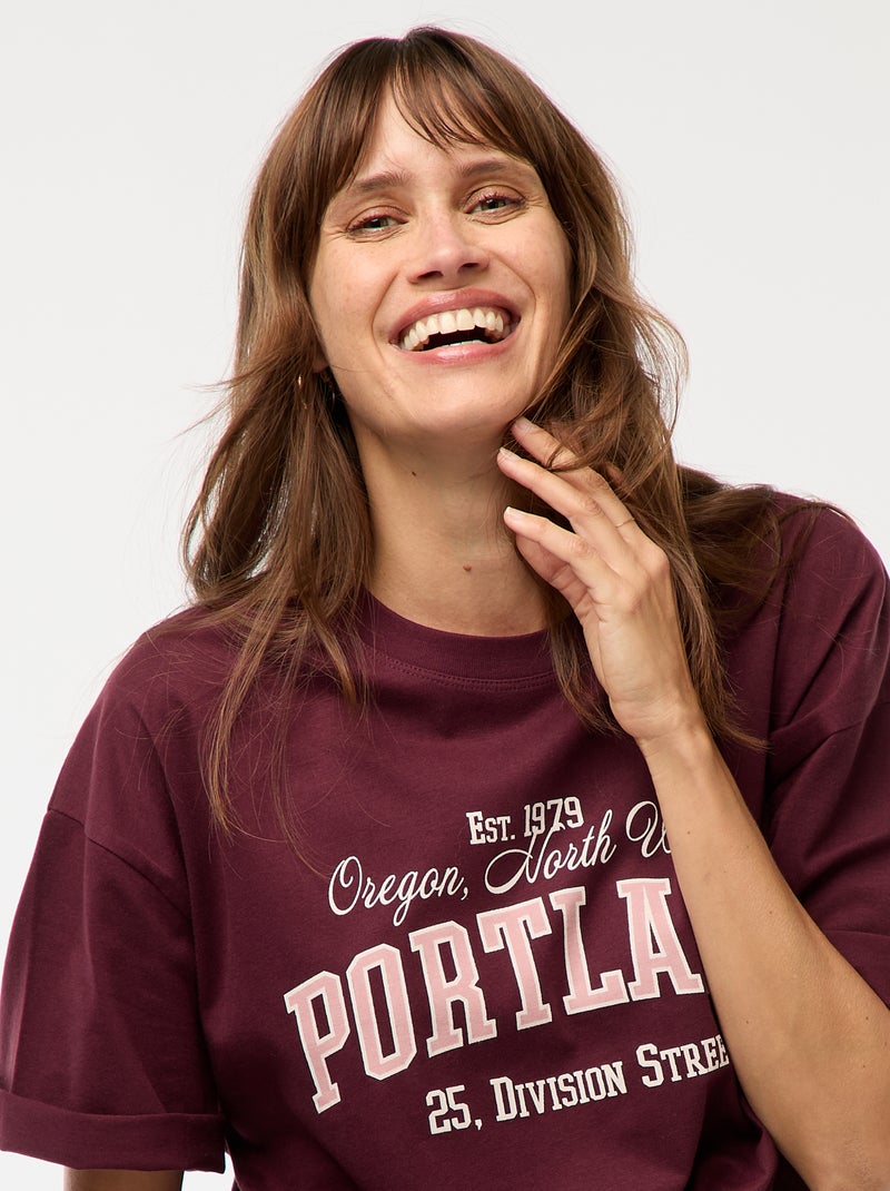 Camiseta oversize con estampado Rojo - Kiabi
