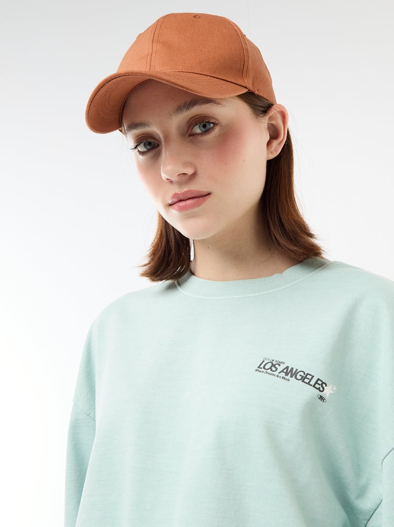 Camiseta oversize con inscripción Azul - Kiabi
