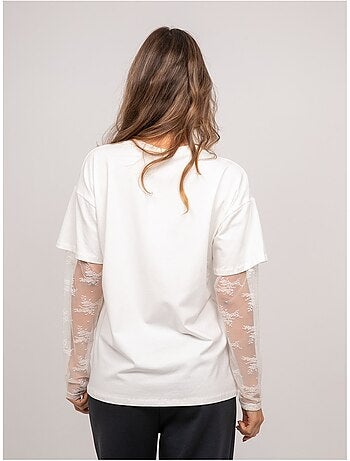 Camiseta oversize con mangas de encaje falea