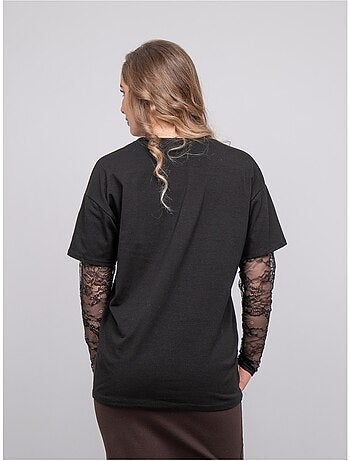 Camiseta oversize con mangas de encaje falea