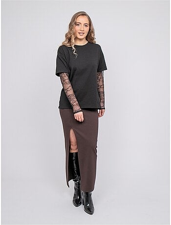 Camiseta oversize con mangas de encaje falea