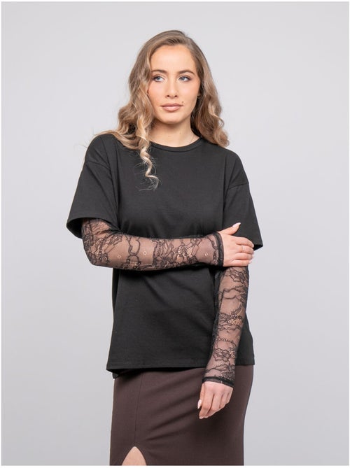 Camiseta oversize con mangas de encaje falea - Kiabi