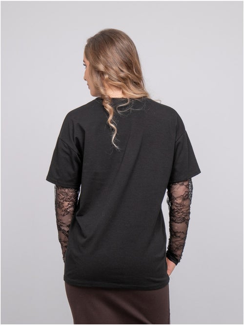 Camiseta oversize con mangas de encaje falea - Kiabi