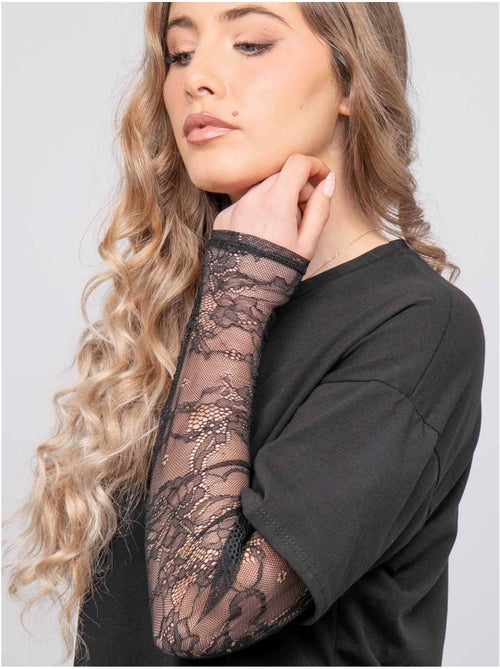 Camiseta oversize con mangas de encaje falea - Kiabi