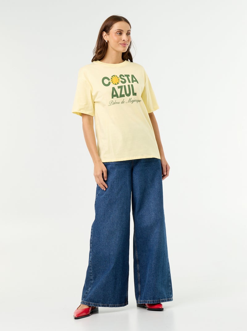 Camiseta oversize con mensaje Amarillo - Kiabi