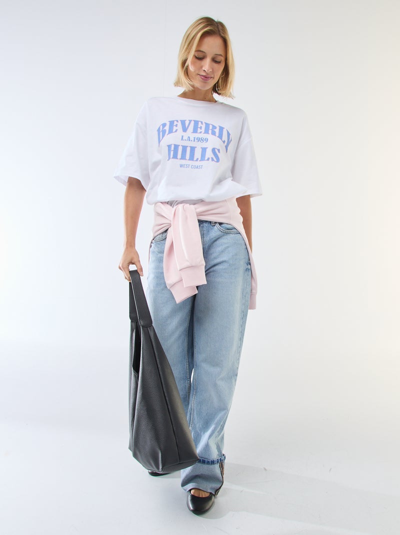 Camiseta oversize con mensaje Azul - Kiabi