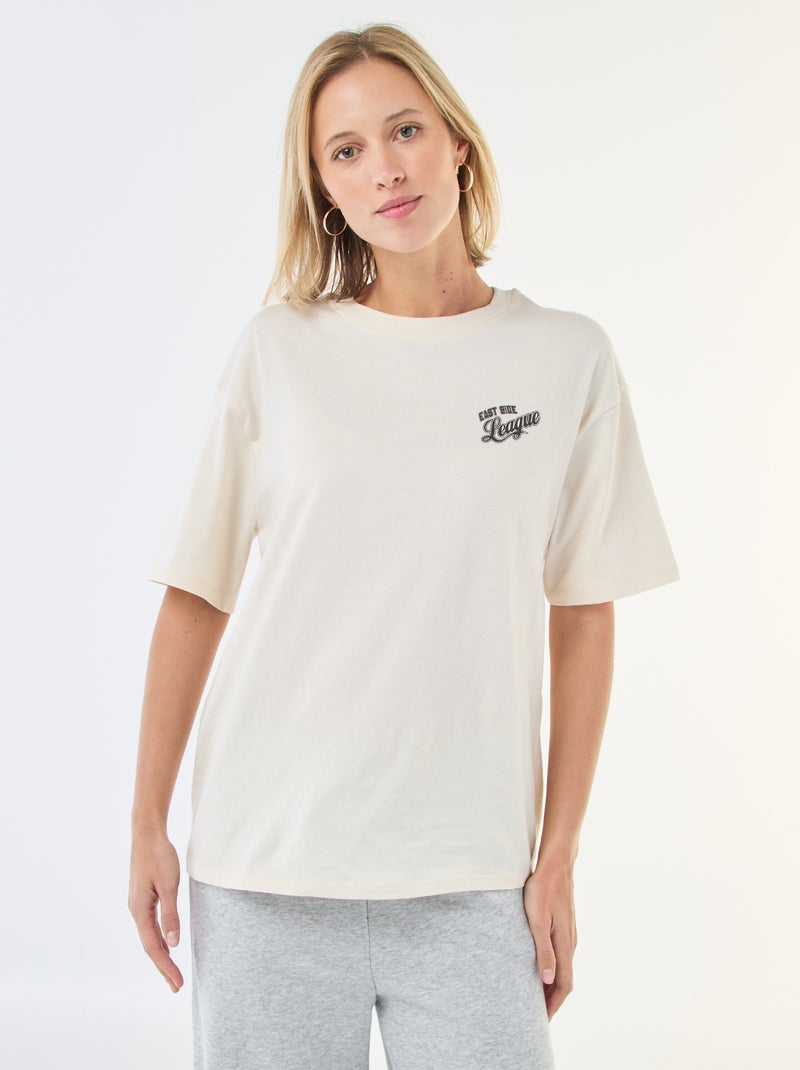 Camiseta oversize con mensaje Blanco - Kiabi