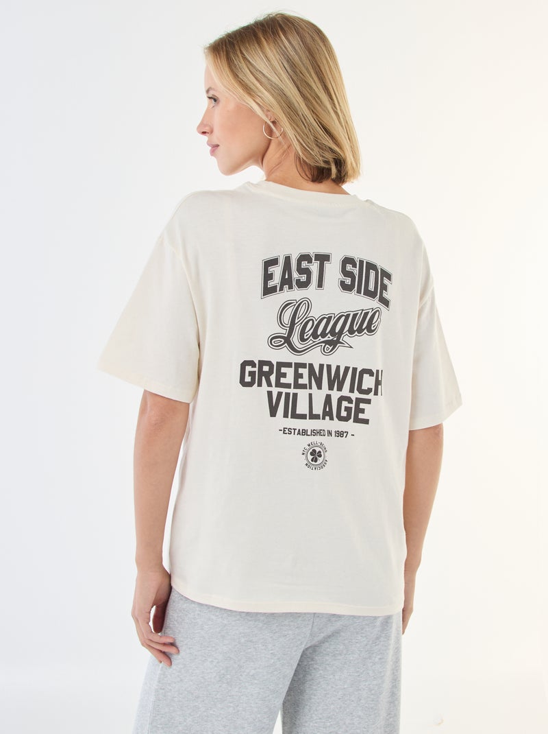 Camiseta oversize con mensaje Blanco - Kiabi