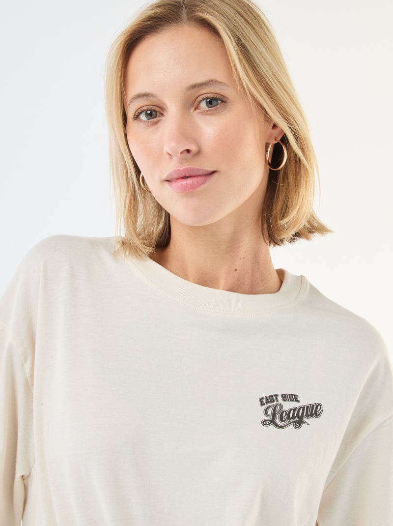 Camiseta oversize con mensaje Blanco - Kiabi
