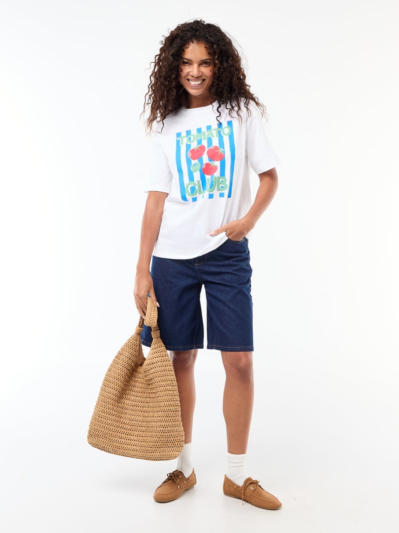 Camiseta oversize con mensaje Blanco - Kiabi