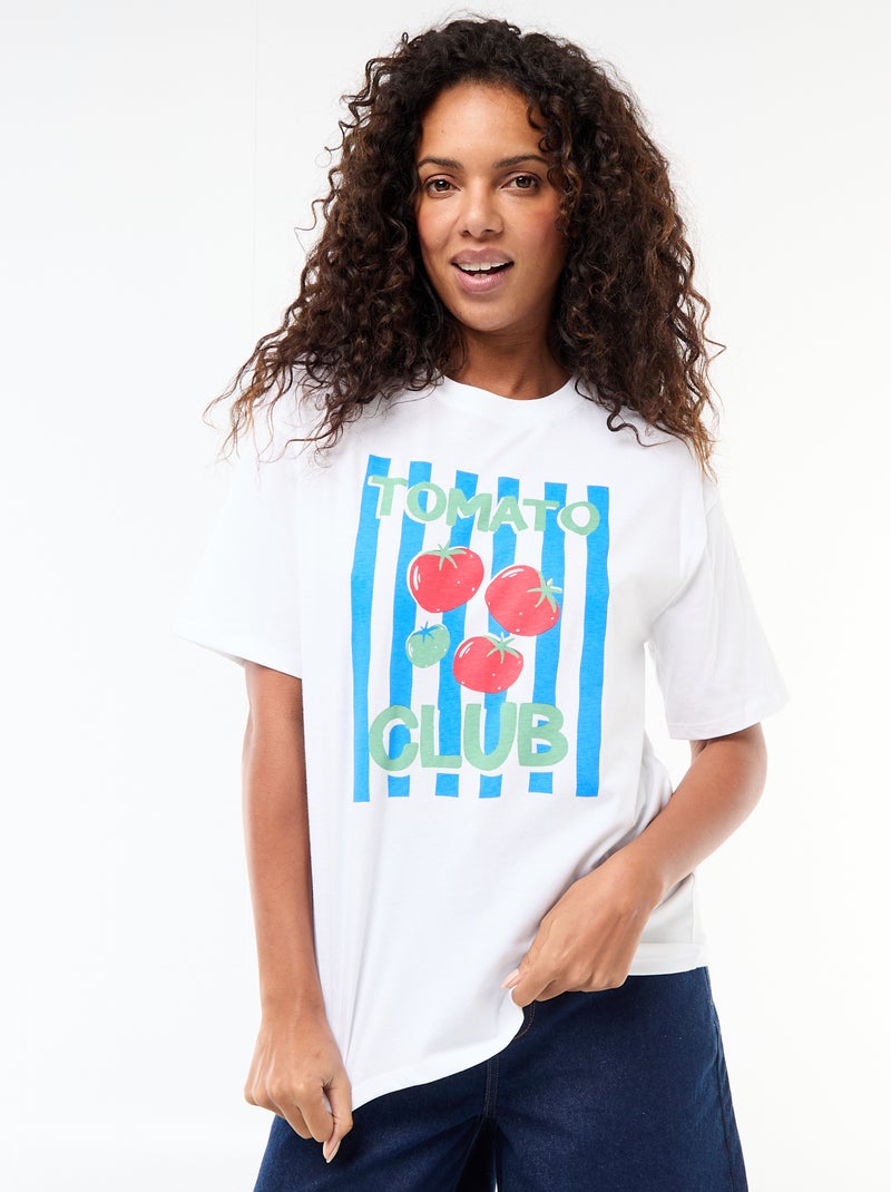 Camiseta oversize con mensaje Blanco - Kiabi