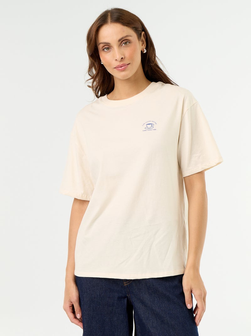Camiseta oversize con mensaje Blanco - Kiabi
