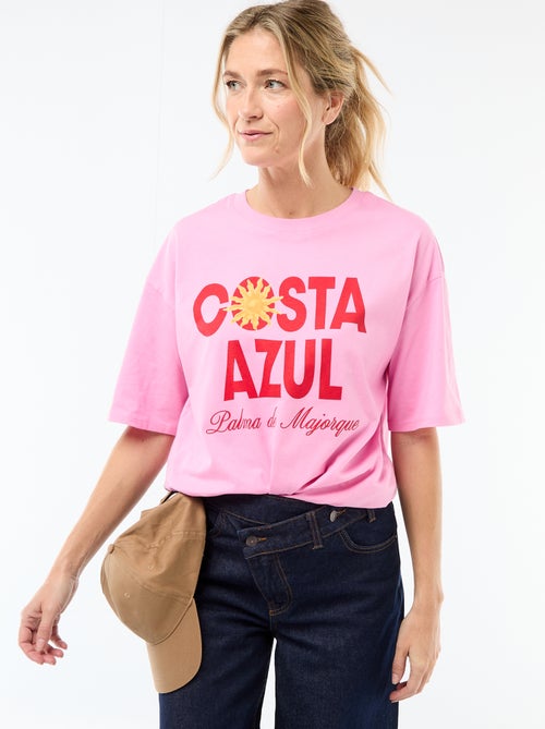 Camiseta oversize con mensaje - Kiabi