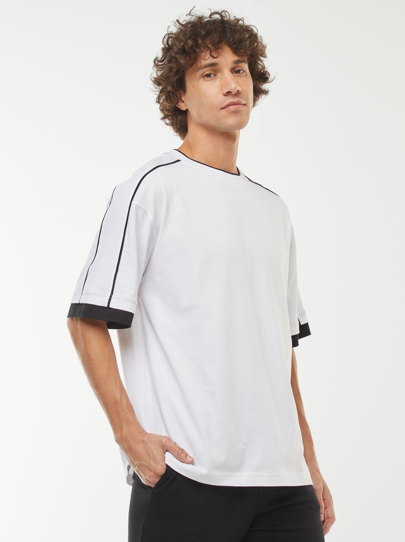 Camiseta oversize con raya Blanco - Kiabi
