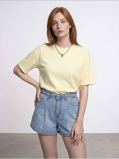 Camiseta oversize de algodón con cuello redondo dilvin - Kiabi