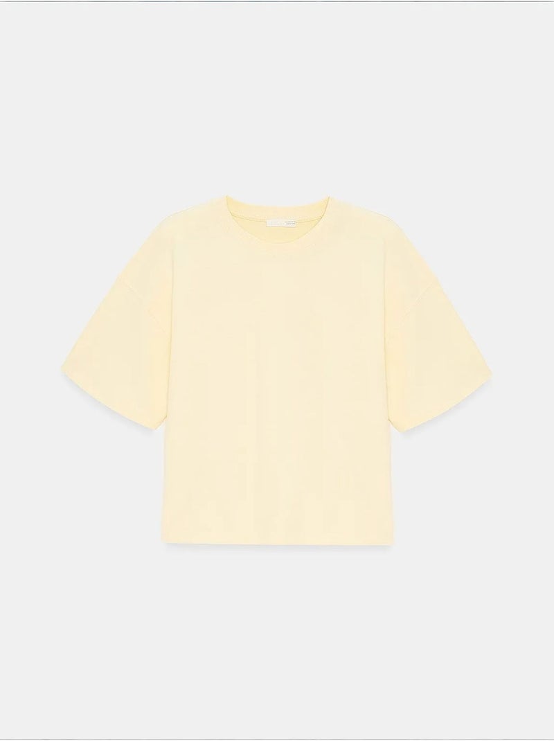 Camiseta oversize de algodón con cuello redondo dilvin Amarillo limón - Kiabi
