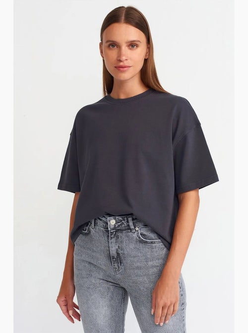 Camiseta oversize de algodón con cuello redondo dilvin - Kiabi