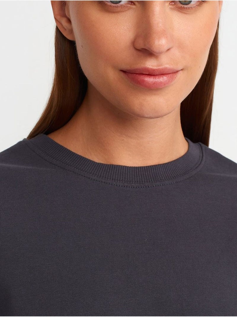 Camiseta oversize de algodón con cuello redondo dilvin Gris negro - Kiabi