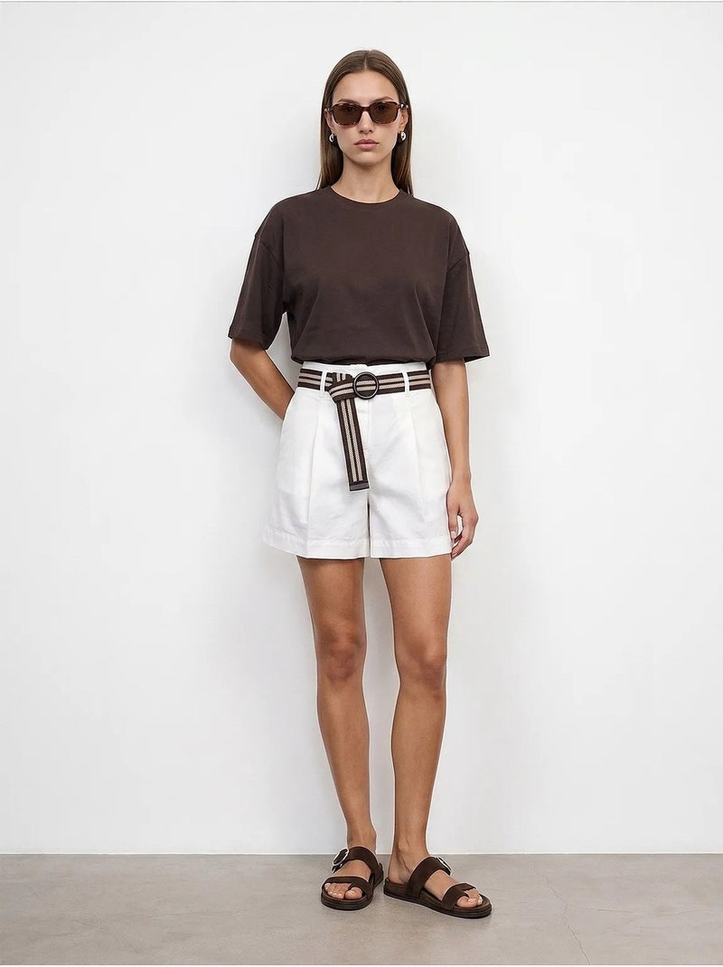 Camiseta oversize de algodón con cuello redondo dilvin Marrón - Kiabi