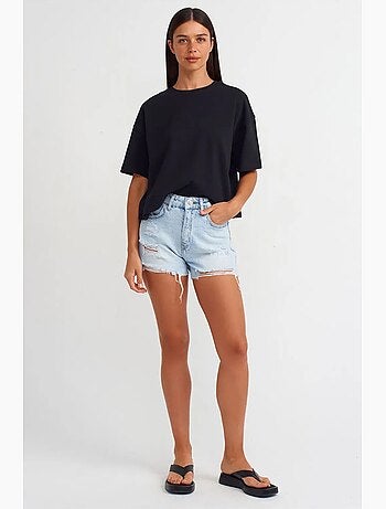 Camiseta oversize de algodón con cuello redondo dilvin