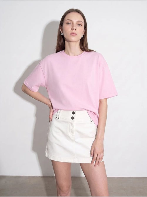 Camiseta oversize de algodón con cuello redondo dilvin - Kiabi