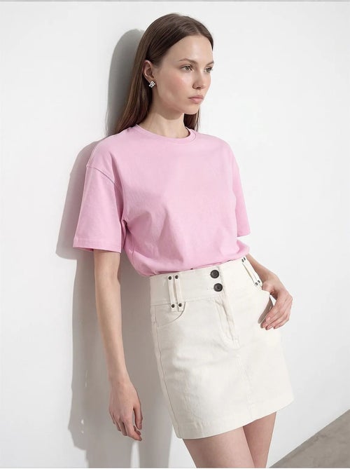Camiseta oversize de algodón con cuello redondo dilvin - Kiabi