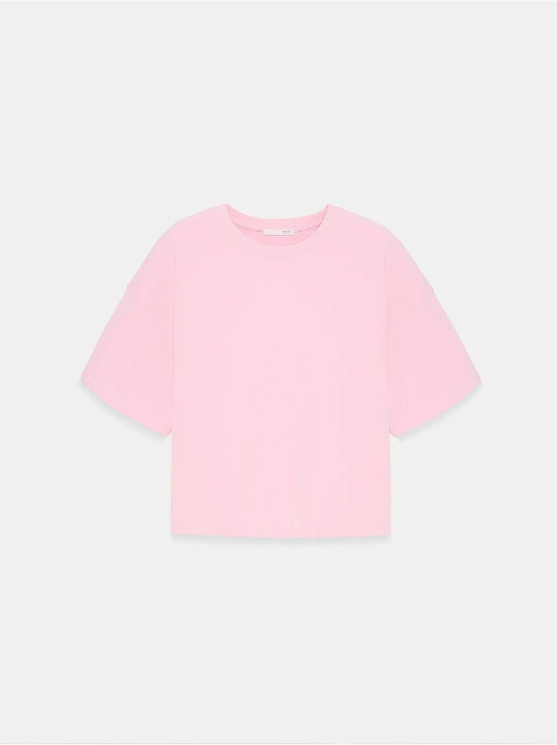Camiseta oversize de algodón con cuello redondo dilvin Rosa claro - Kiabi