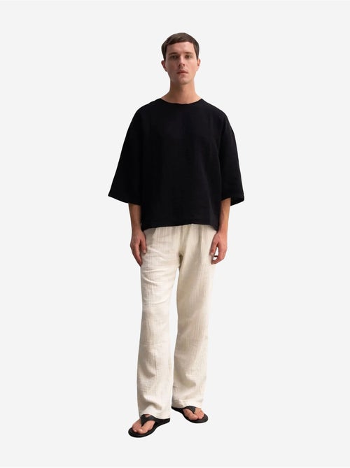Camiseta oversize de algodón con cuello redondo giesto - Kiabi Camiseta oversize de algodón con cuello redondo giesto - Kiabi