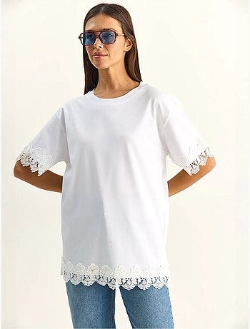Camiseta oversize de algodón con cuello redondo lucci