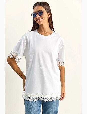 Camiseta oversize de algodón con cuello redondo lucci