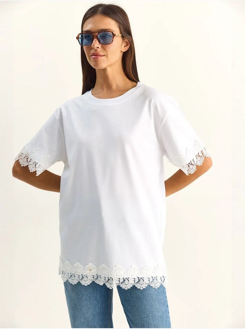 Camiseta oversize de algodón con cuello redondo lucci - Kiabi Camiseta oversize de algodón con cuello redondo lucci - Kiabi