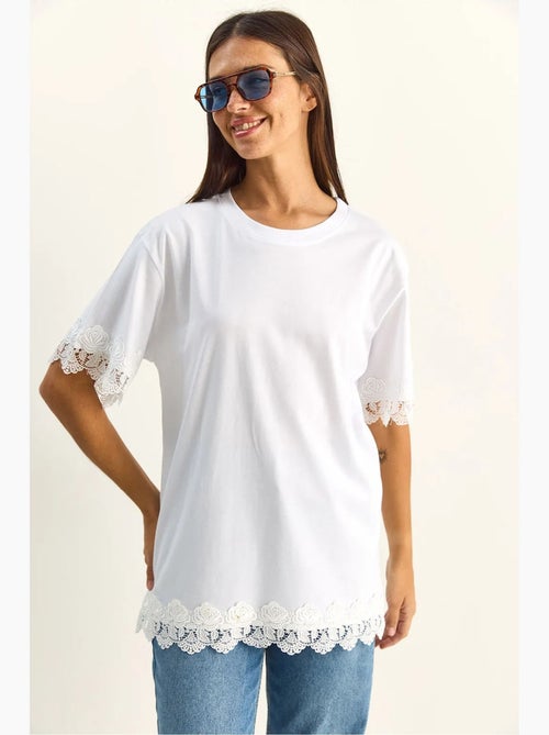 Camiseta oversize de algodón con cuello redondo lucci - Kiabi Camiseta oversize de algodón con cuello redondo lucci - Kiabi