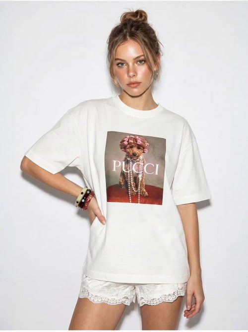 Camiseta oversize de algodón con estampado lucci - Kiabi
