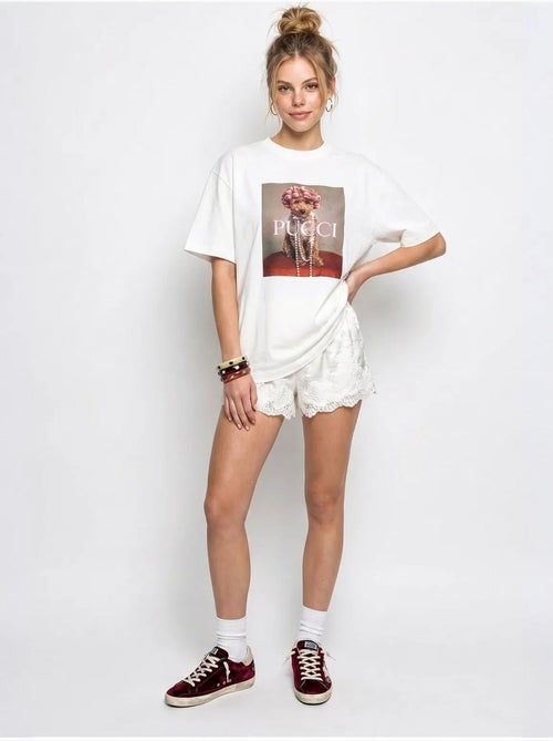 Camiseta oversize de algodón con estampado lucci - Kiabi