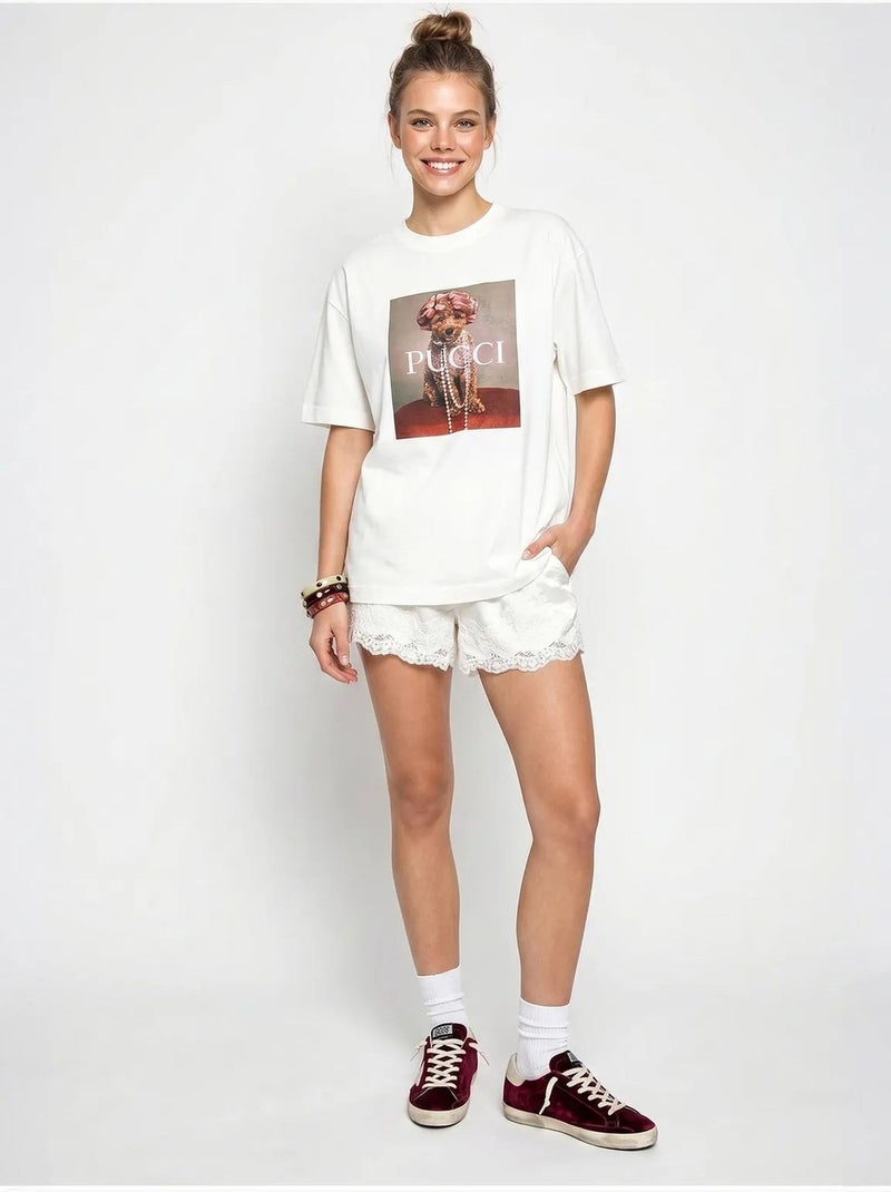 Camiseta oversize de algodón con estampado lucci Blanco - Kiabi