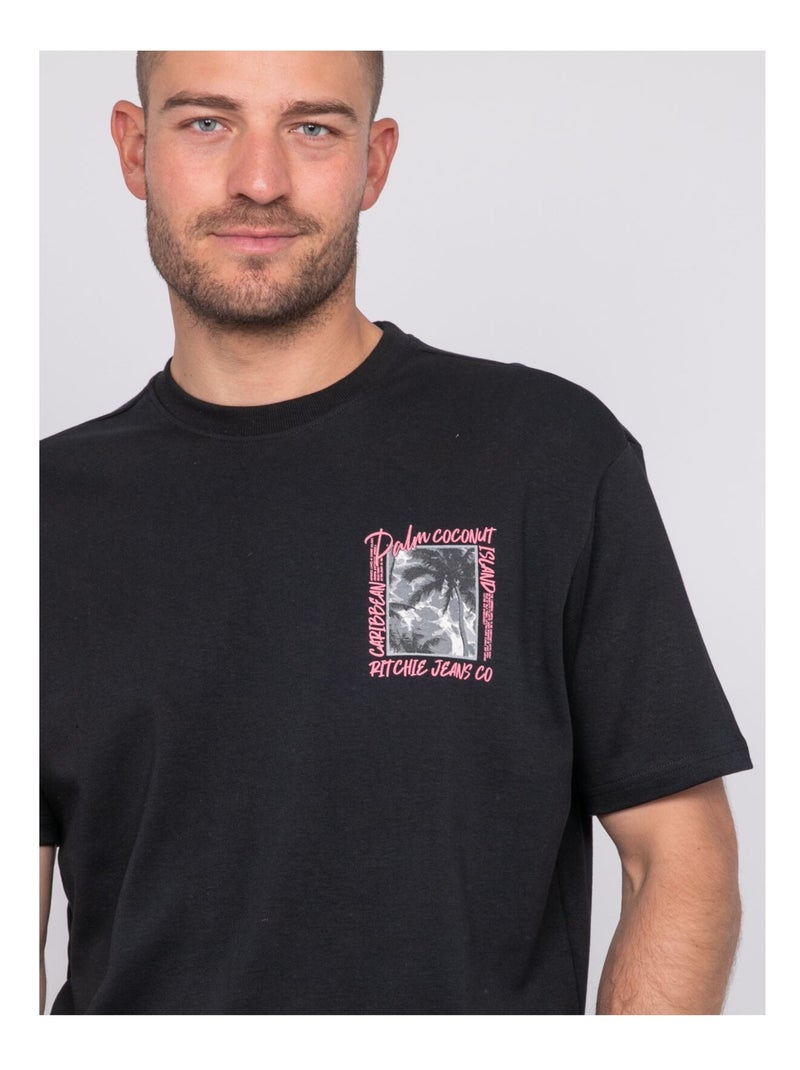 Camiseta oversize de algodón con motivos NOBORA Negro - Kiabi