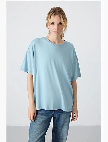 Camiseta oversize de algodón-modal con cuello redondo tommy
