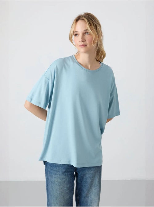 Camiseta oversize de algodón-modal con cuello redondo tommy - Kiabi