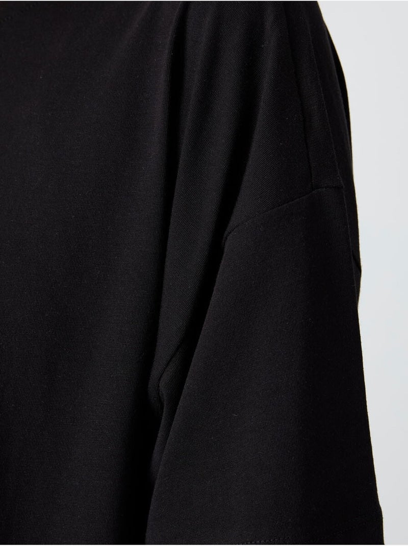 Camiseta oversize de algodón-modal con cuello redondo tommy Negro - Kiabi