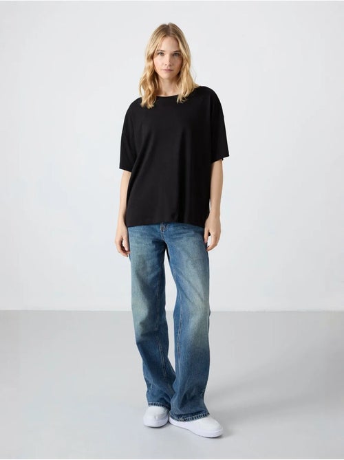 Camiseta oversize de algodón-modal con cuello redondo tommy - Kiabi Camiseta oversize de algodón-modal con cuello redondo tommy - Kiabi