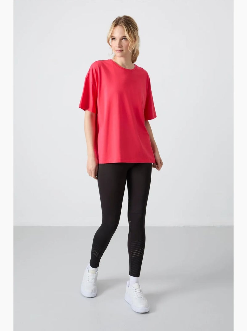Camiseta oversize de algodón-modal con cuello redondo tommy Rosa almendra - Kiabi