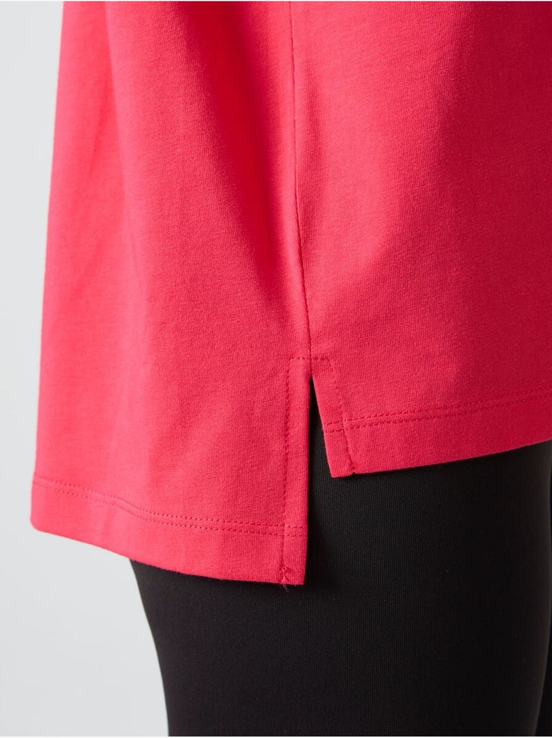 Camiseta oversize de algodón-modal con cuello redondo tommy Rosa almendra - Kiabi