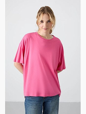 Camiseta oversize de algodón-modal con cuello redondo tommy