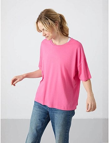 Camiseta oversize de algodón-modal con cuello redondo tommy