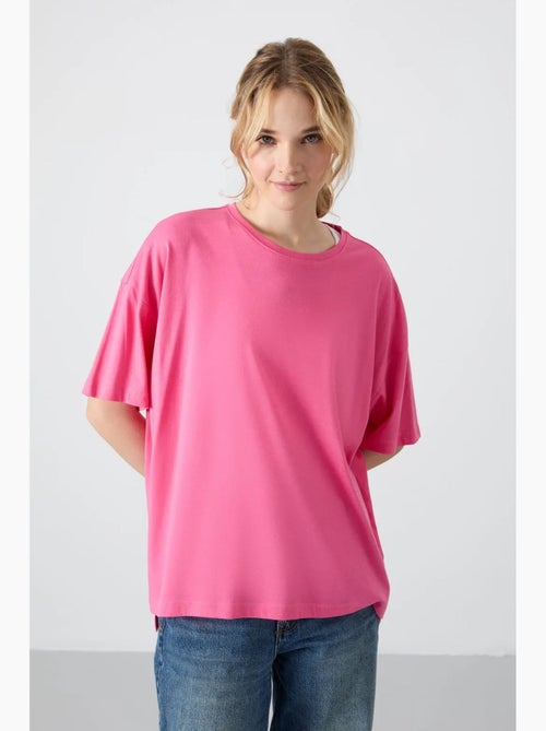 Camiseta oversize de algodón-modal con cuello redondo tommy - Kiabi