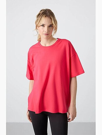 Camiseta oversize de algodón-modal con cuello redondo tommy