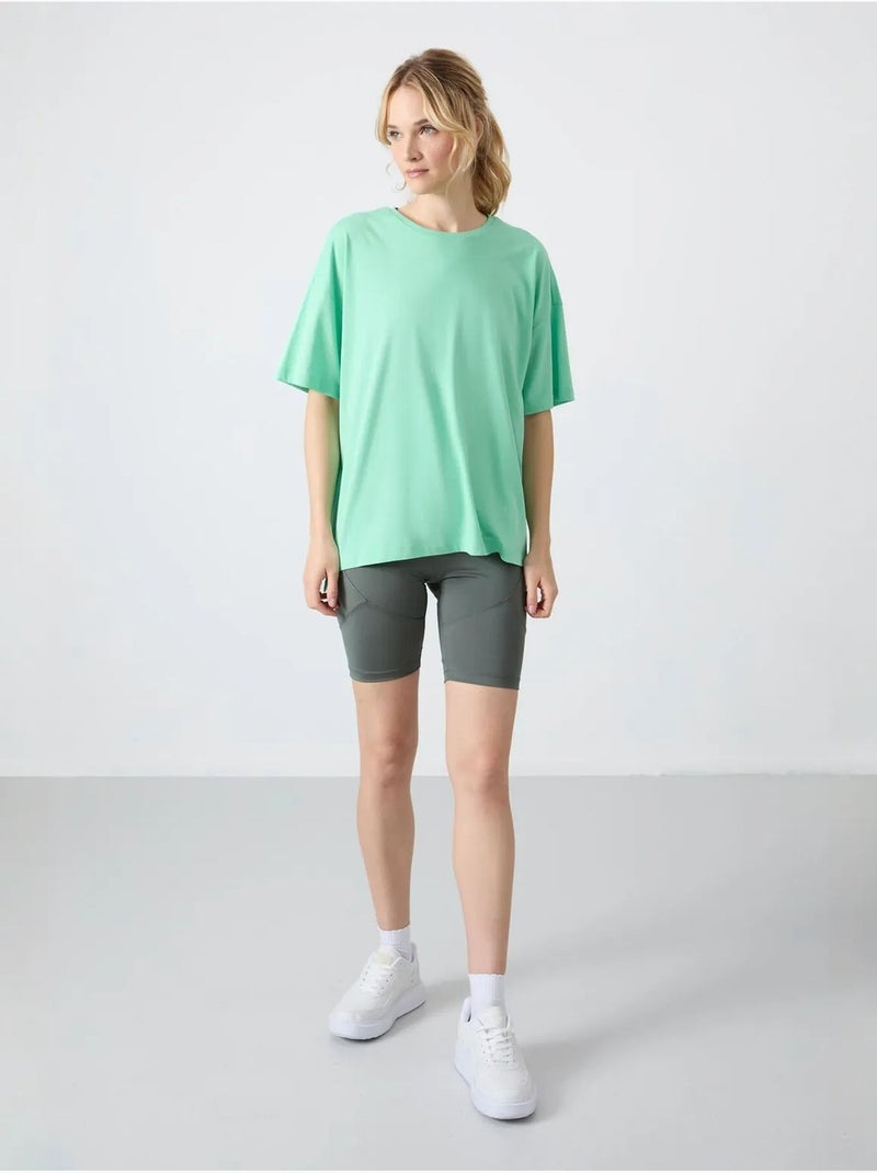Camiseta oversize de algodón-modal con cuello redondo tommy Verde claro - Kiabi