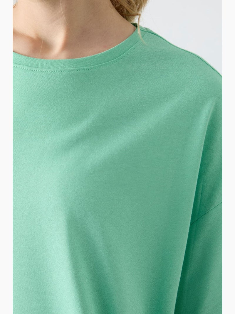 Camiseta oversize de algodón-modal con cuello redondo tommy Verde claro - Kiabi
