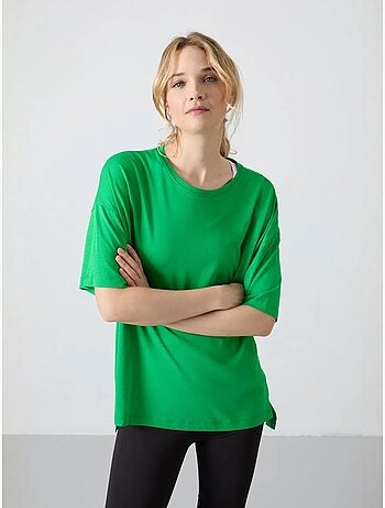 Camiseta oversize de algodón-modal con cuello redondo tommy