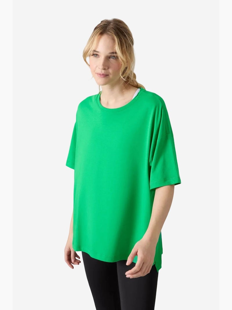 Camiseta oversize de algodón-modal con cuello redondo tommy Verde - Kiabi